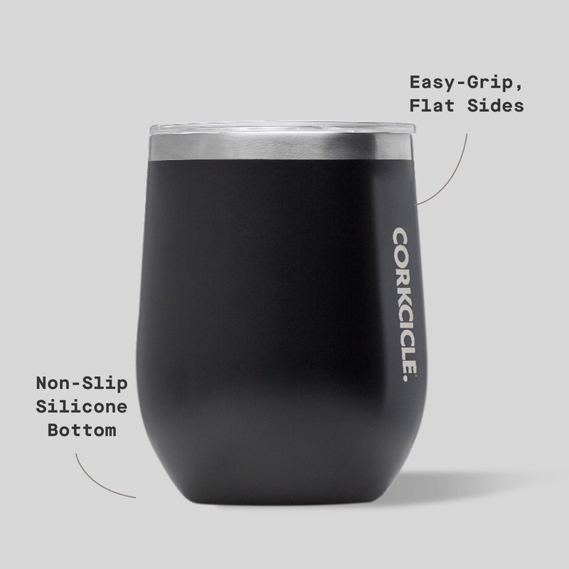 Corkcicle Stemless Wine Tumbler - Keeps Drinks Cold for 6 Hours - Triple-Insulated Stainless Steel - Non-Slip Base - Summer Drinkware Gift - Keeps Drinks Ice Cold - 12 oz - Matte Black - Image 4